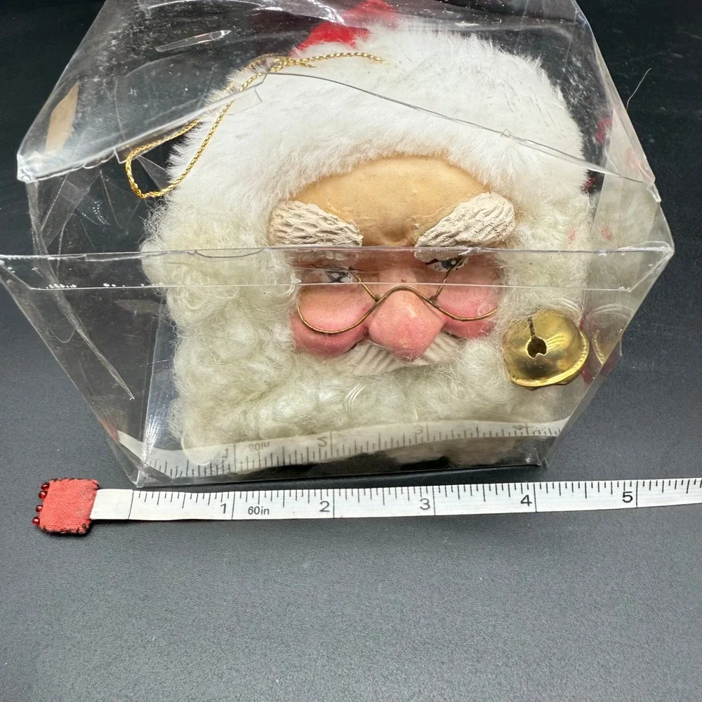 Vintage Kurt S Adler Santa Head Ornament Winking‎ Face with Bell in Original Box